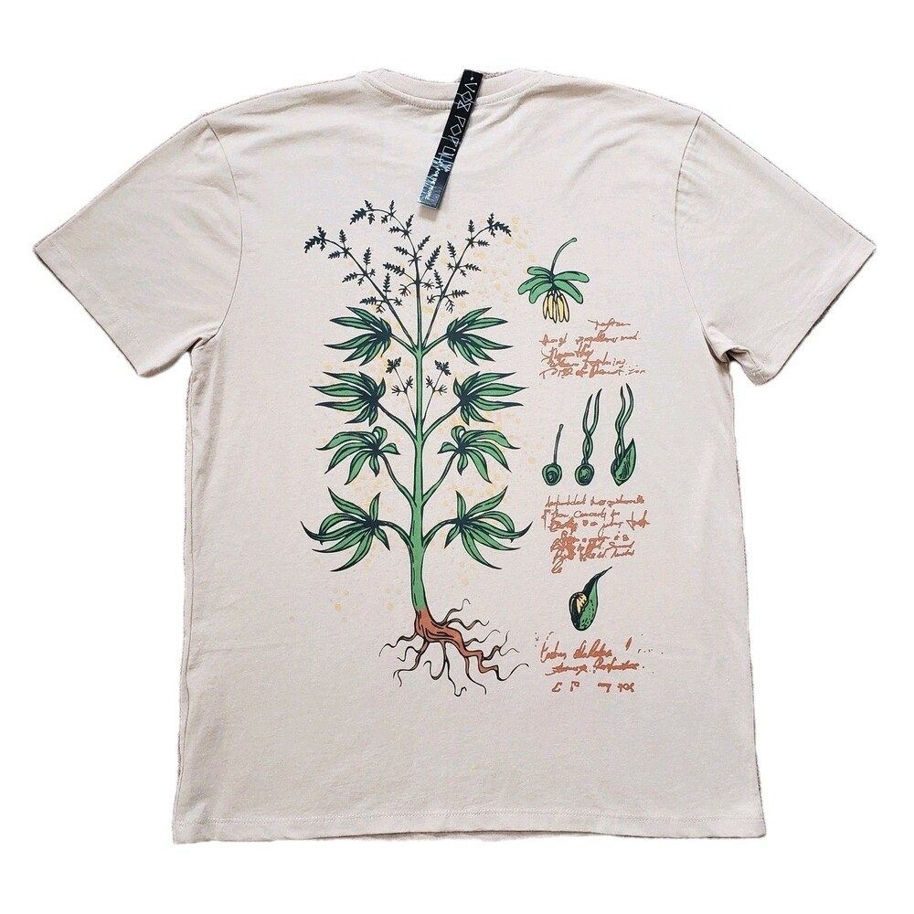 NWT Vox Populi Worry Free Spouting Plants Sz Medium Mens Beige Double Side Shirt